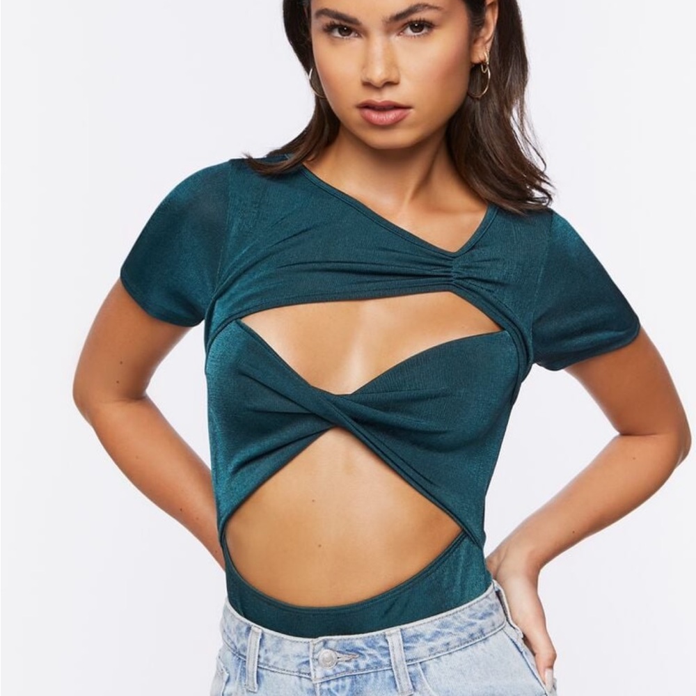 Green cut out bodysuit brand new never worn
